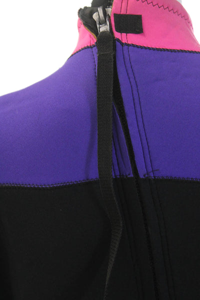 Designer Unisex Adults Coloblock Full Zipped Buckled Wet Suit Black Size M