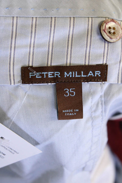 Peter Millar Men's Button Pockets Flat Front Straight Leg Pants Burgundy Size 35