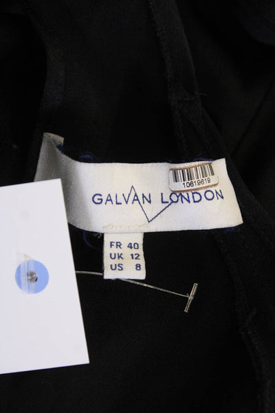 Galvan London Womens Satin Cold Shoulder Long Sleeve Halter Blouse Blakc Size 8