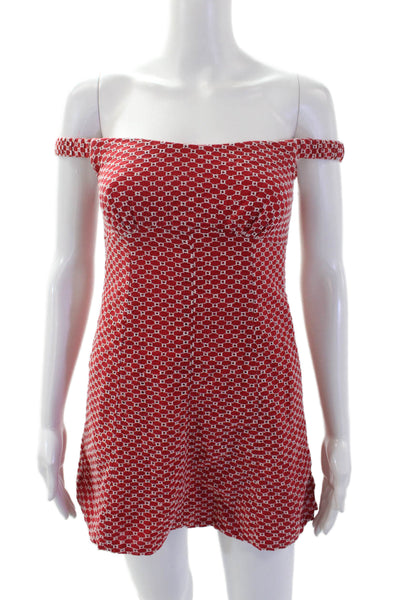 Free People Womens Cotton Embroidered Textured Zipped Short Dress Red Size S