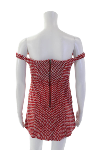 Free People Womens Cotton Embroidered Textured Zipped Short Dress Red Size S