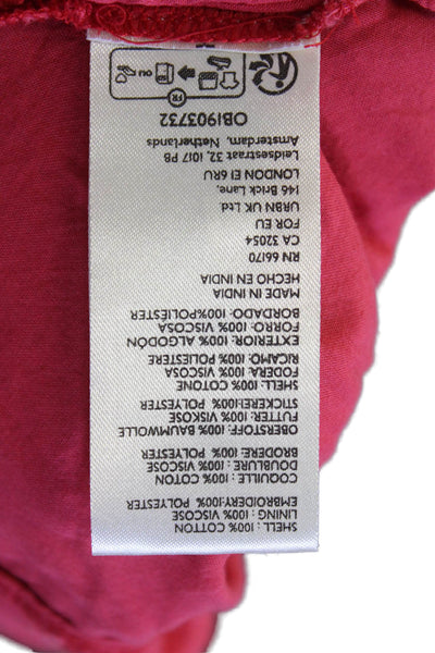 Free People Womens Cotton Embroidered Textured Zipped Short Dress Red Size S