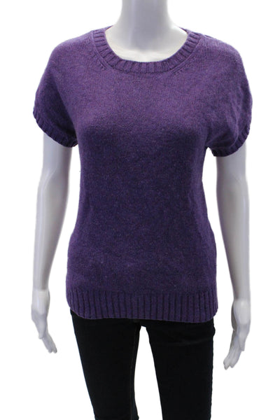 A.P.C. Womens Knit Round Neck Ribbed Hem Pullover Sweater Purple Size M