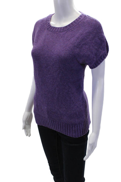 A.P.C. Womens Knit Round Neck Ribbed Hem Pullover Sweater Purple Size M
