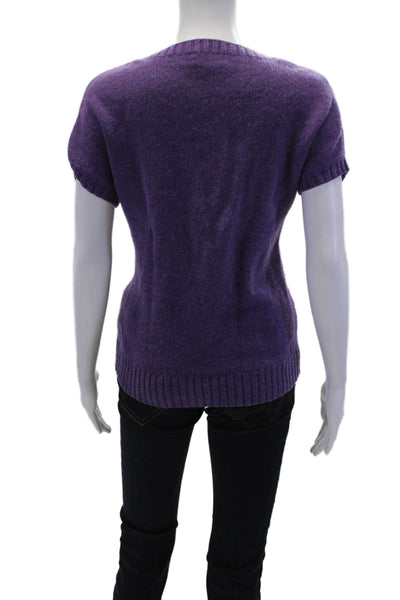 A.P.C. Womens Knit Round Neck Ribbed Hem Pullover Sweater Purple Size M