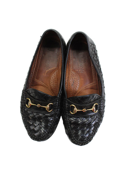 Allen Edmonds Mens Leather Woven Slide On Dress Shoe Loafers Black Size 7.5 EE