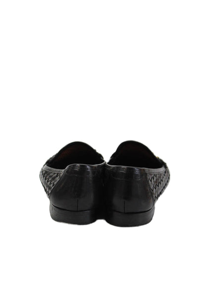 Allen Edmonds Mens Leather Woven Slide On Dress Shoe Loafers Black Size 7.5 EE