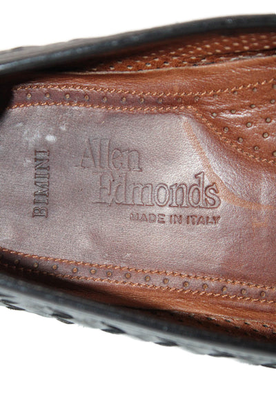 Allen Edmonds Mens Leather Woven Slide On Dress Shoe Loafers Black Size 7.5 EE