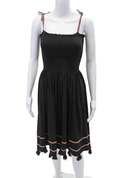 Pitusa Womens Cotton Sleeveless Square Neck A-Line Dress Black Size PP