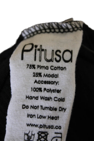 Pitusa Womens Cotton Sleeveless Square Neck A-Line Dress Black Size PP