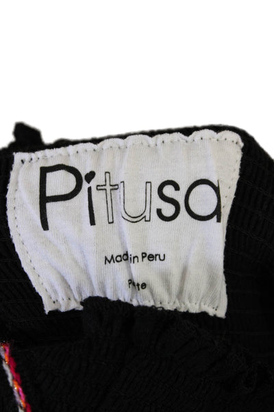 Pitusa Womens Cotton Sleeveless Square Neck A-Line Dress Black Size PP