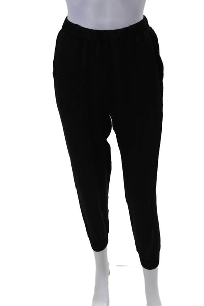 Theory Womens Silk Drawstring Stretch Cuffed Casual Pants Black Size PP
