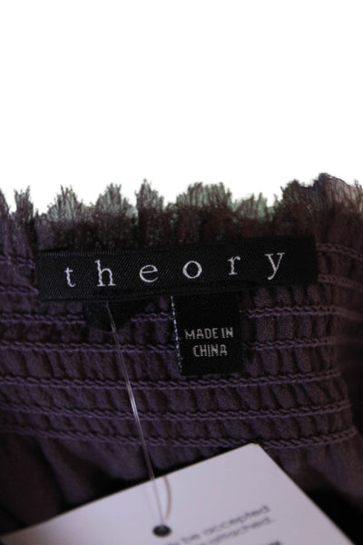 Theory Womens Silk Square Neck Long Sleeve Blouse Top Purple Size PP