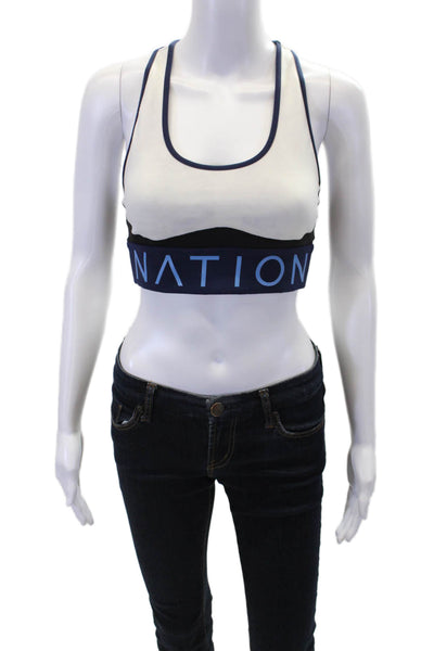 Nation LTD Womens Color Block Pullover Scoop Neck Sports Bra White Size S