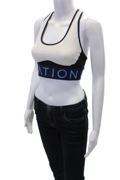 Nation LTD Womens Color Block Pullover Scoop Neck Sports Bra White Size S