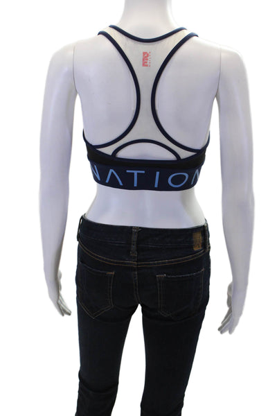 Nation LTD Womens Color Block Pullover Scoop Neck Sports Bra White Size S