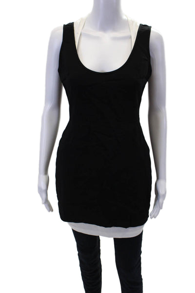 ALC Womens Textured Round Neck Sleeveless Scoop Neck Tank Top Black Size 6