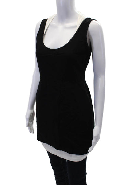 ALC Womens Textured Round Neck Sleeveless Scoop Neck Tank Top Black Size 6