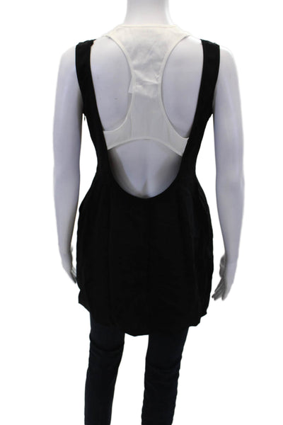 ALC Womens Textured Round Neck Sleeveless Scoop Neck Tank Top Black Size 6