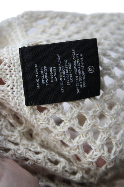 Theory Womens Linen Sleeveless Open Knit Tank Top Beige Size P