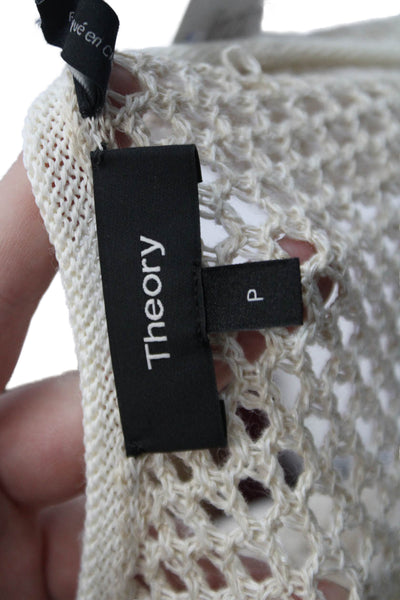 Theory Womens Linen Sleeveless Open Knit Tank Top Beige Size P