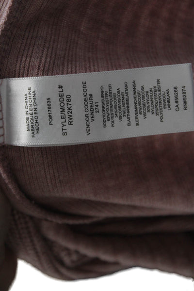 Splendid  \Womens Long Puff Sleeve Ribbed Pullover Sweater Pink Size S