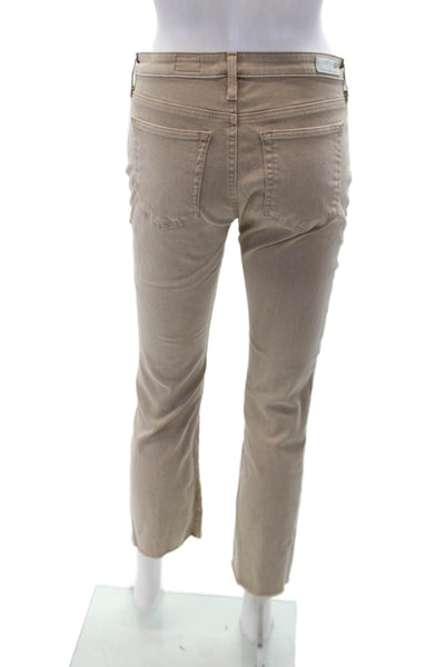 AG Adriano Goldschmied Womens Cotton Jodi Crop Straight Pants Beige Size EUR 28