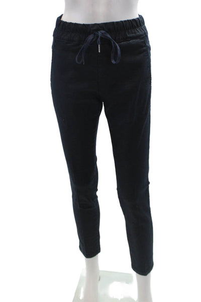 Flog Womens Animal Print High Rise Drawstring Tapered Pants Blue Size EUR 27