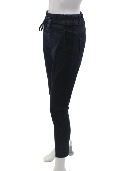 Flog Womens Animal Print High Rise Drawstring Tapered Pants Blue Size EUR 27