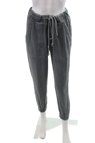 Bella Dahl Womens Ruched Elastic Waist Drawstring Jogger Pants Gray Size S