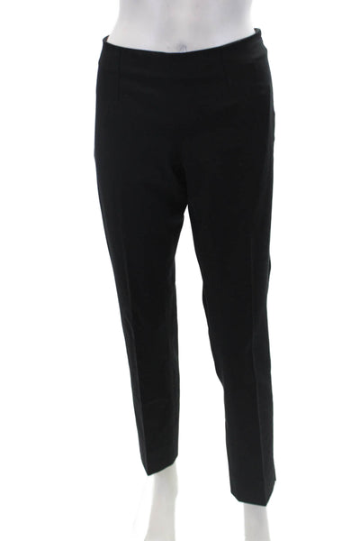 Theory Womens Cotton Zip Lined Pleated Tapered Leg Pants Black Size 08