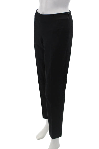 Theory Womens Cotton Zip Lined Pleated Tapered Leg Pants Black Size 08
