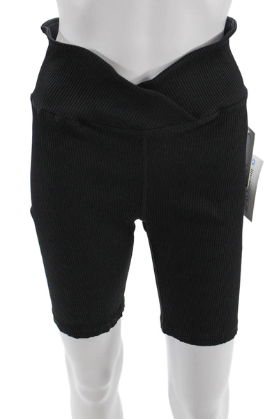 Year of Ours Womens V Waist Biker Shorts - Black Size XL