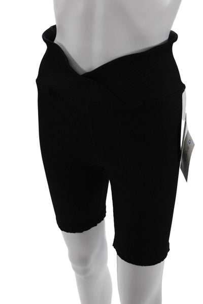 Year of Ours Womens V Waist Biker Shorts - Black Size XL