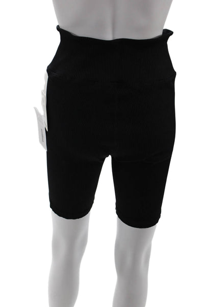 Year of Ours Womens V Waist Biker Shorts - Black Size XL