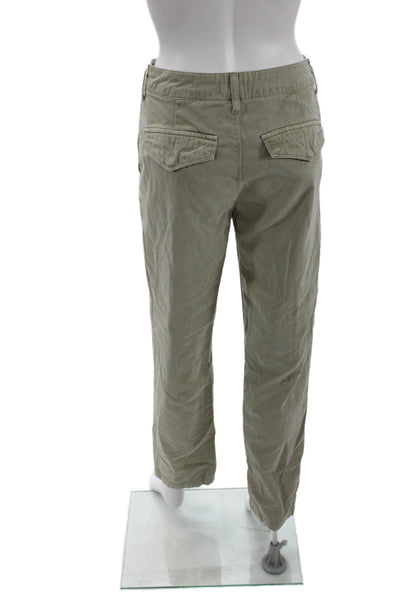 Pistola Womens Cotton Pleated Casual Straight Leg Pants Sage Green Size 25