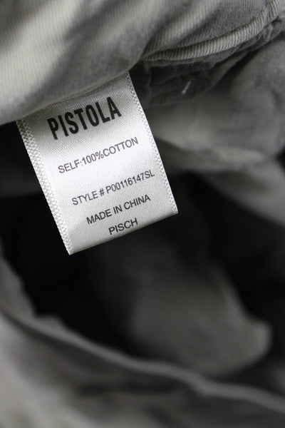 Pistola Womens Cotton Pleated Casual Straight Leg Pants Sage Green Size 25