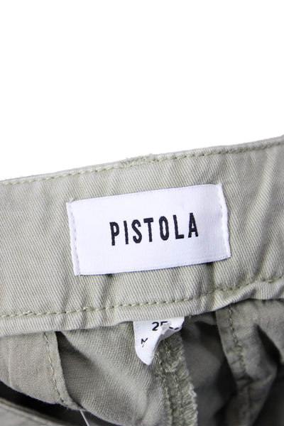 Pistola Womens Cotton Pleated Casual Straight Leg Pants Sage Green Size 25