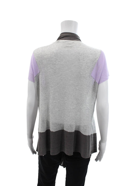 Ted Baker London Womens Short Sleeves Wrap Sweater Gray Lavender Size 3