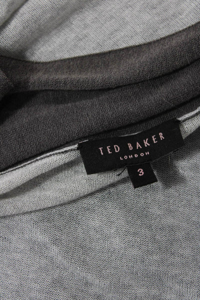 Ted Baker London Womens Short Sleeves Wrap Sweater Gray Lavender Size 3