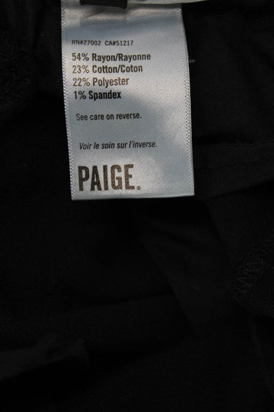 Paige Womens Buttoned High Waisted Pocketed Wide Leg Pants Solid Black Size 24