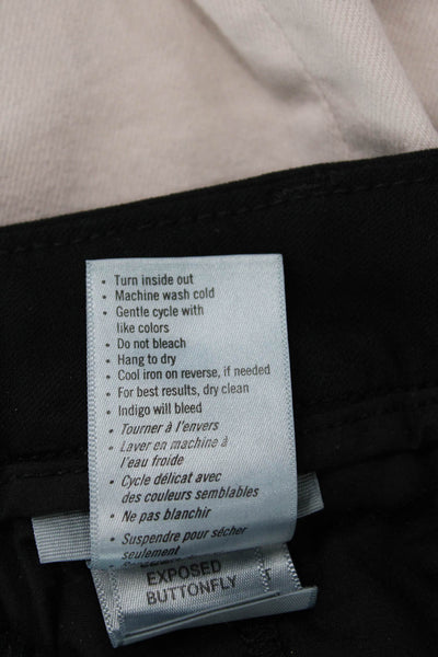 Paige Womens Buttoned High Waisted Pocketed Wide Leg Pants Solid Black Size 24