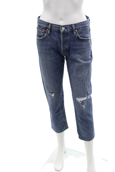 Citizens of Humanity Womens Cotton Distressed Detail Buttoned Jeans Blue Size 25