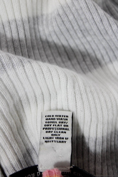 Cotton By Autumn Cashmere Womens Cotton Rainbow Striped Knit Top White Size M