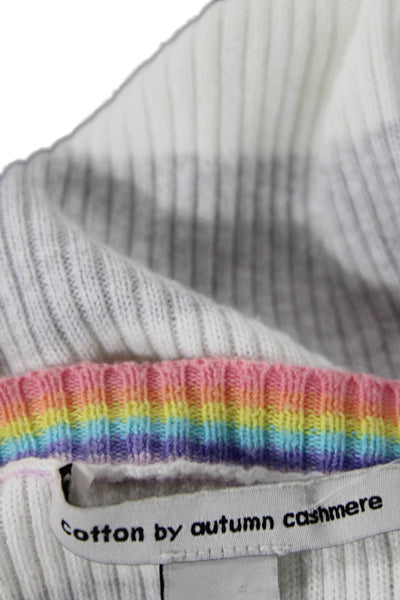 Cotton By Autumn Cashmere Womens Cotton Rainbow Striped Knit Top White Size M