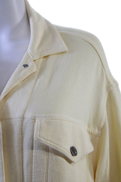 Monrow Womens Collared Pocketed Long Sleeve Cropped Jacket Light Yellow Size XS
