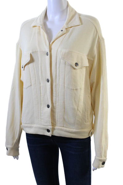 Monrow Womens Collared Pocketed Long Sleeve Cropped Jacket Light Yellow Size XS