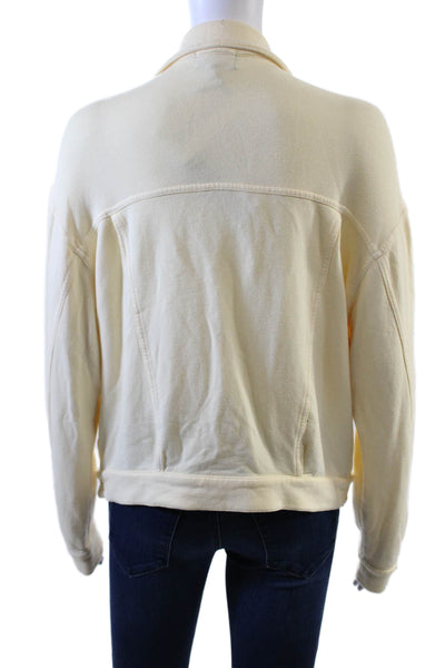 Monrow Womens Collared Pocketed Long Sleeve Cropped Jacket Light Yellow Size XS
