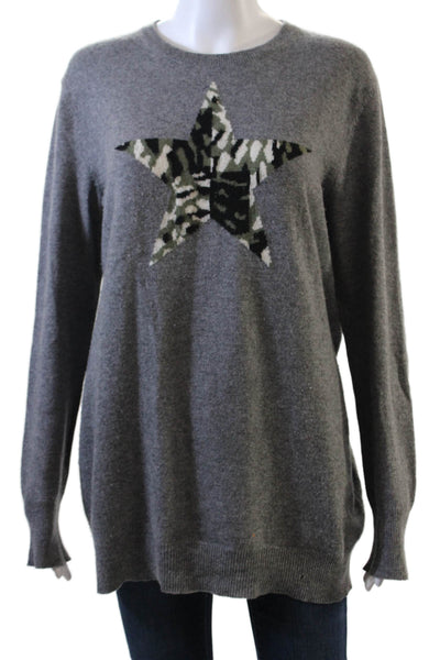 Equipment Femme Womens Cashmere Camouflage Star Knit Sweater Gray Size S