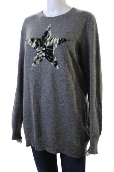 Equipment Femme Womens Cashmere Camouflage Star Knit Sweater Gray Size S